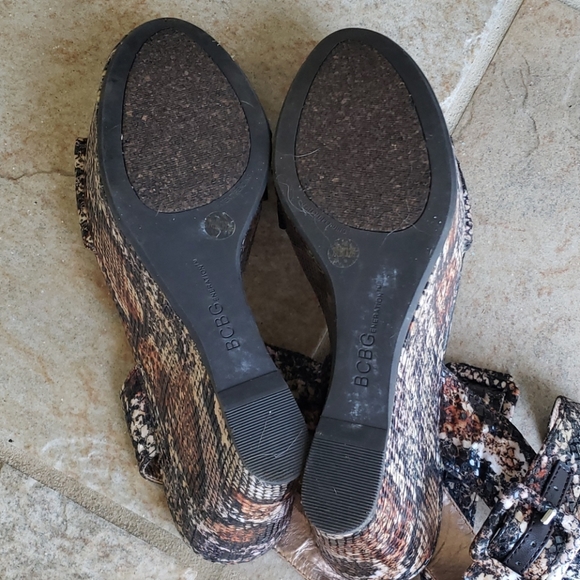 BCBGeneration Snakeskin Platform Wedge Sandals - Picture 7 of 11